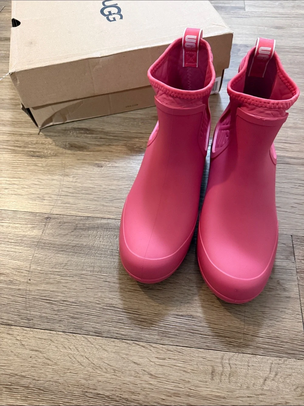UGG Women's Hot Pink Ankle Rain Booties